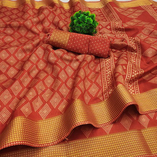 Zari Patta Gold 4 Handloom Regular Wear Wholesale Printed Sarees
